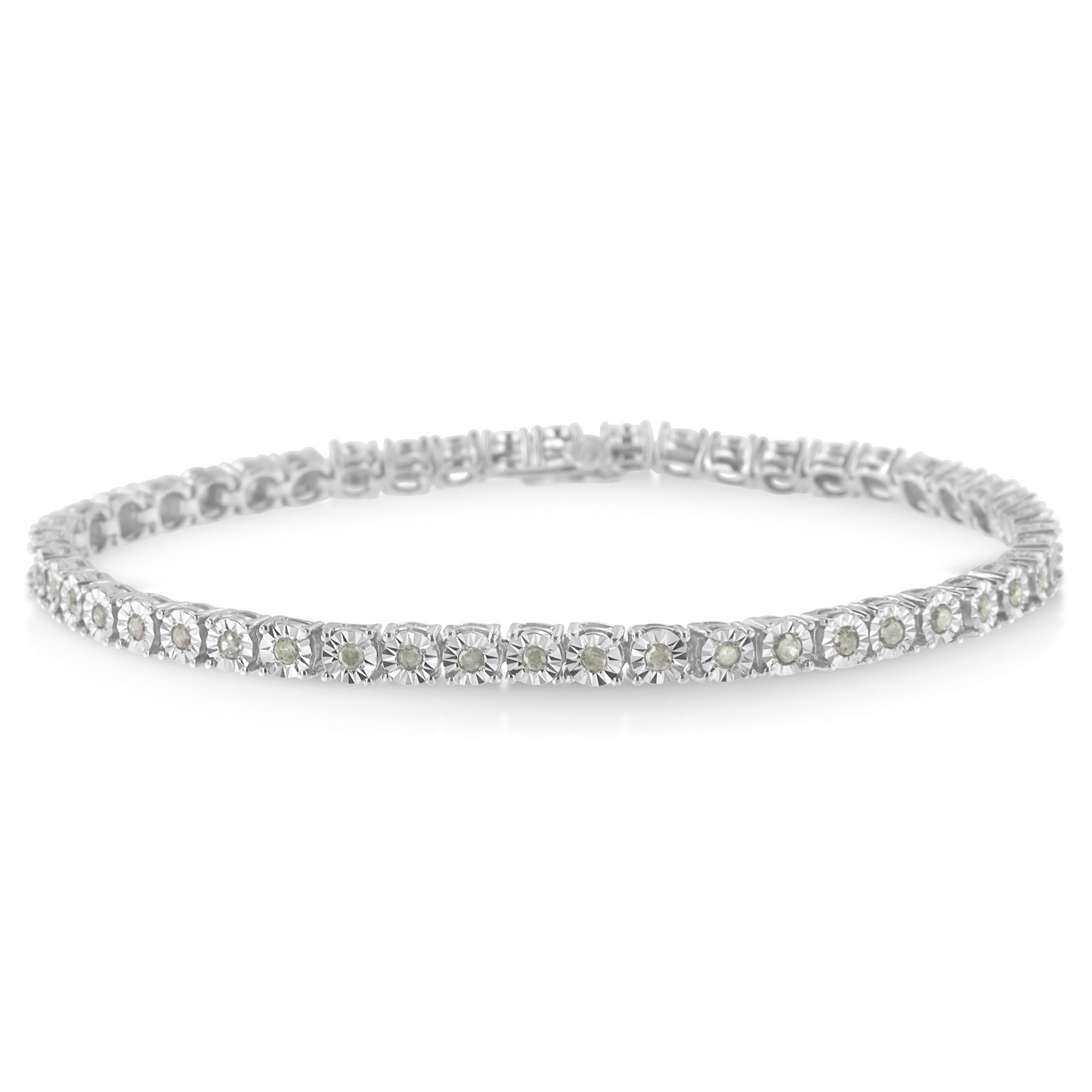 Princess Kylie Clear Cubic Zirconia Tri Color Circle Beaded Bracelet Rhodium Plated Sterling Silver 